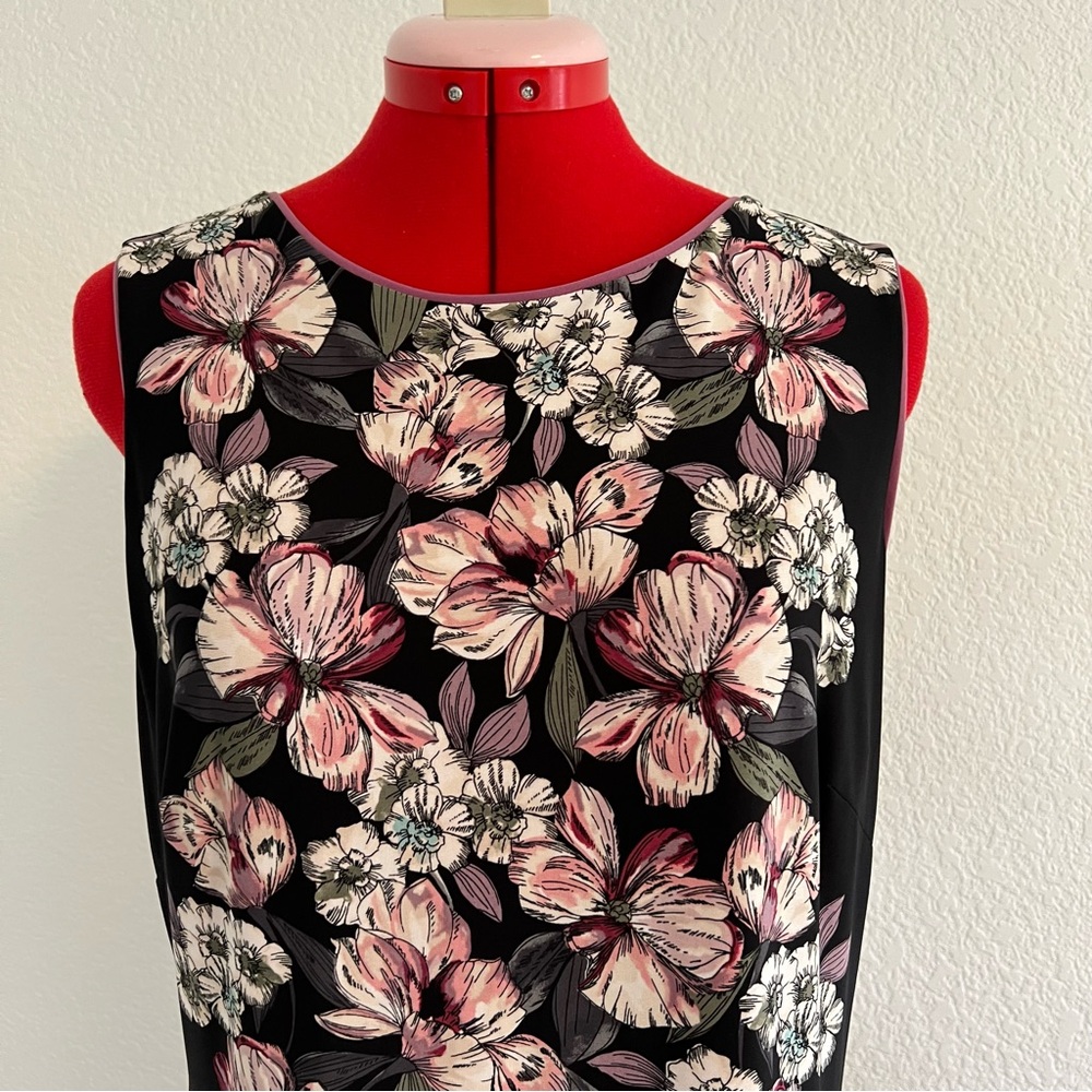 White House Black Market Floral Midi Dress - Black and Pink - Picture 4 of 13